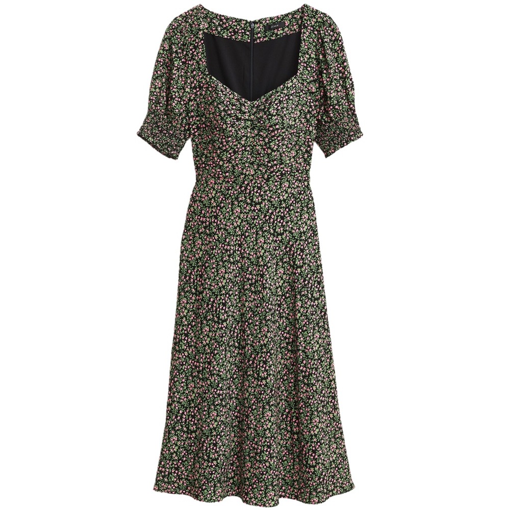 J. Crew Smocked-sleeve Midi Dress